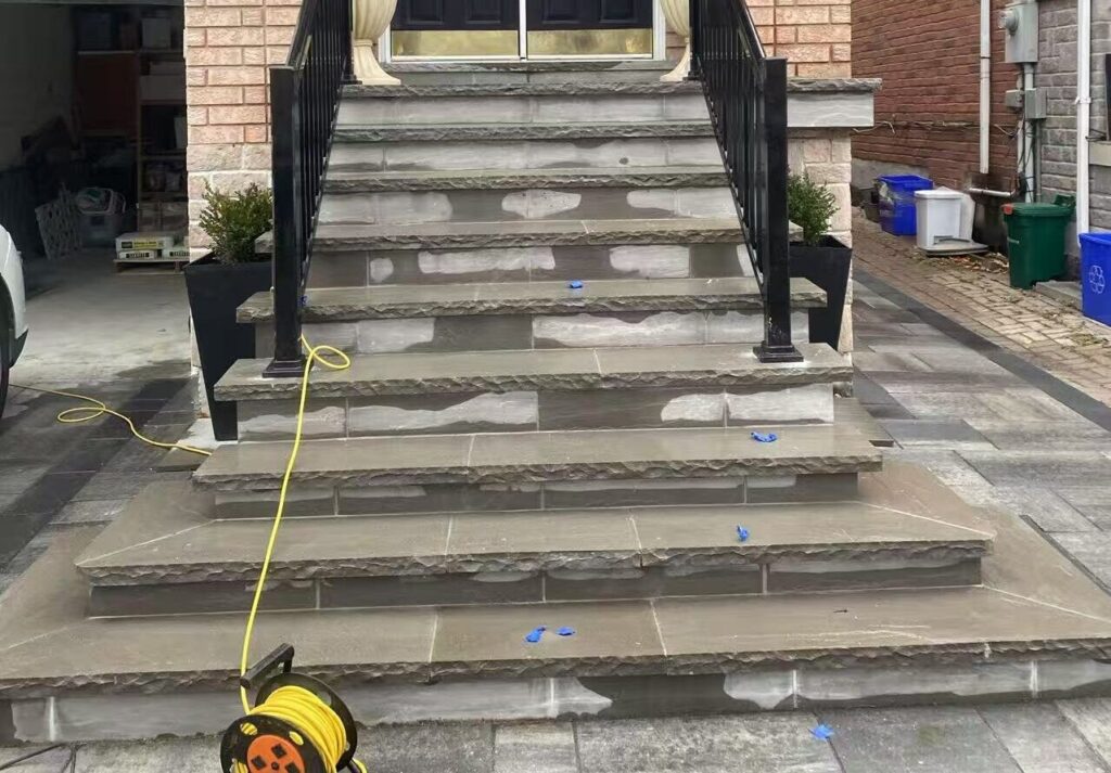 HomeRenoToronto.com, front natural stone steps
