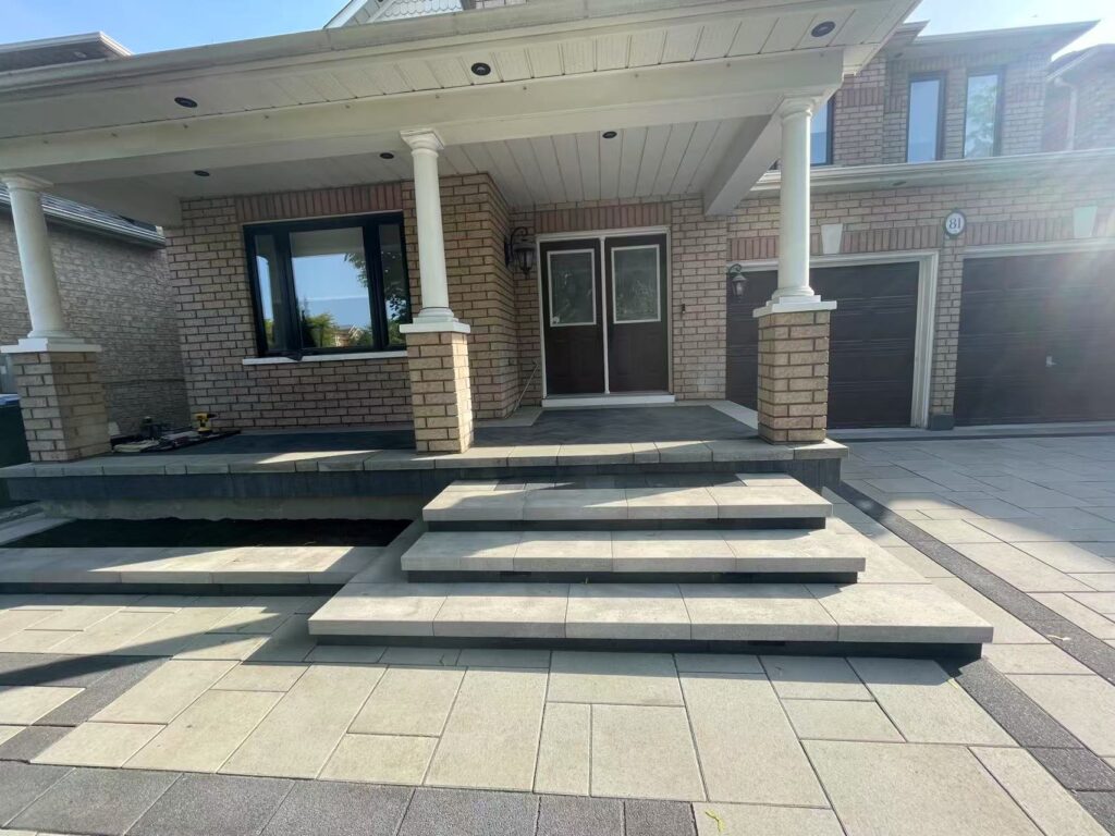 HomeRenoToronto.com, front porch Interlock landing and steps